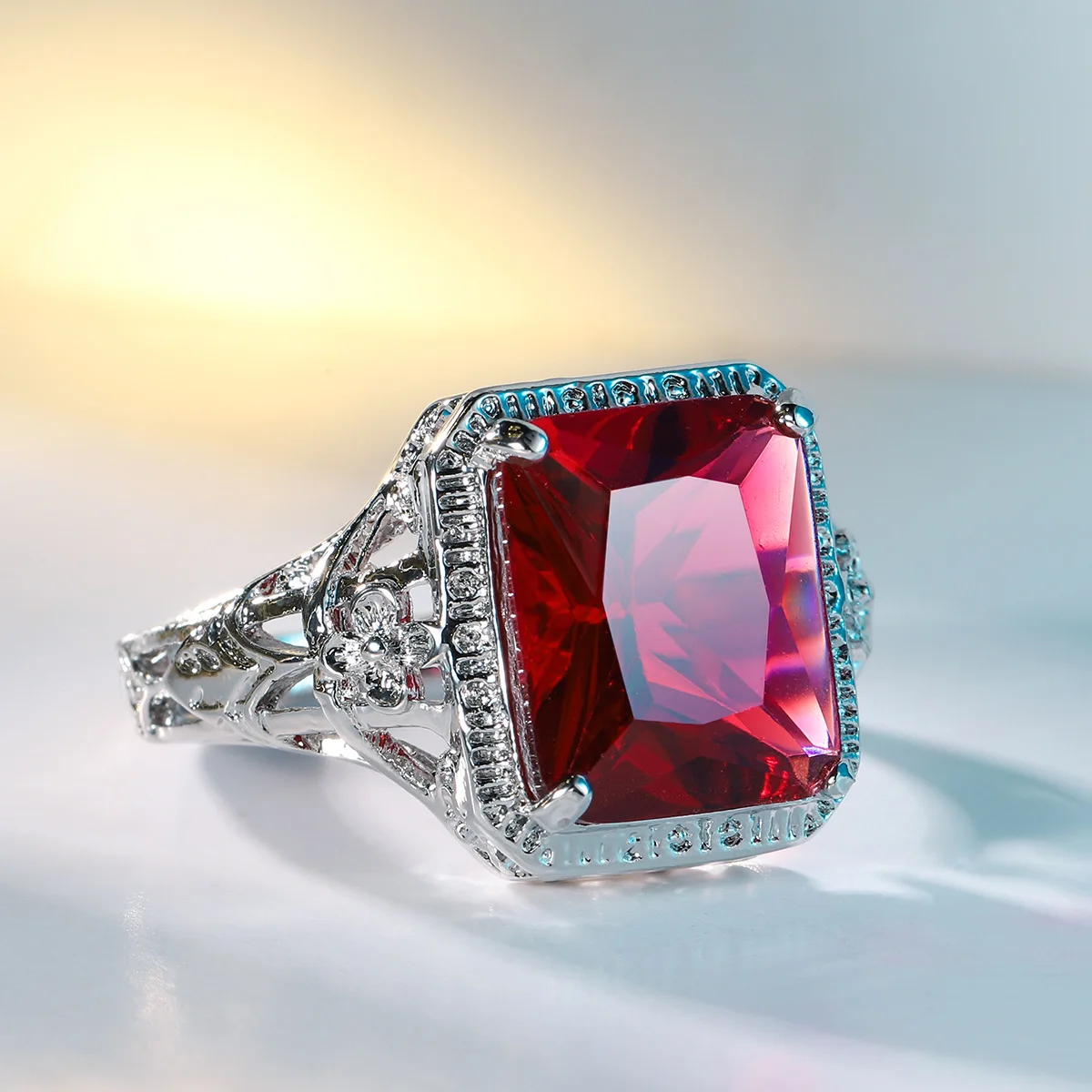 🎅 Early Xmas Sales 🎄 Last Day Discount 🌸Hollow Engraved Flower Wedding Ring for Women - Image 3
