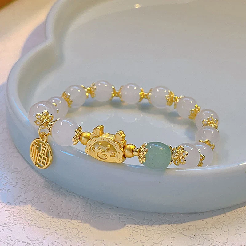Simple Green Popcorn Beaded Crystal Bracelet for Women - Image 2