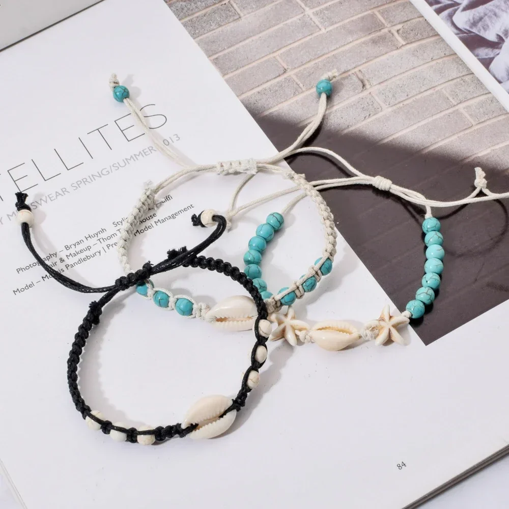 Unisex Summer Starfish Shell Braided Bracelet - Image 2